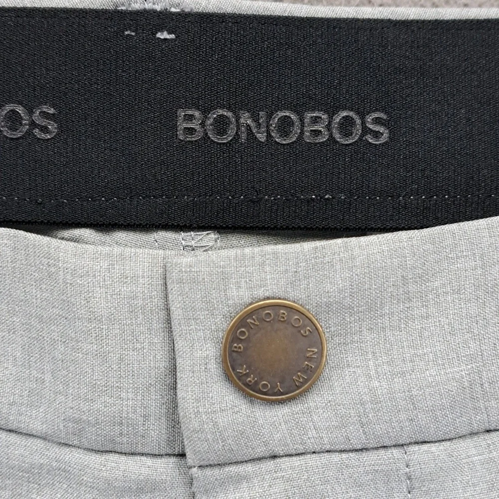 BONOBOS Golf Pants Mens 32x34 Slim Fit Flat Front Light Gray Performance Stretch
